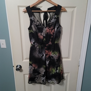 American Rag Black Floral Lace Summer Dress Women's M Excellent Condition‎